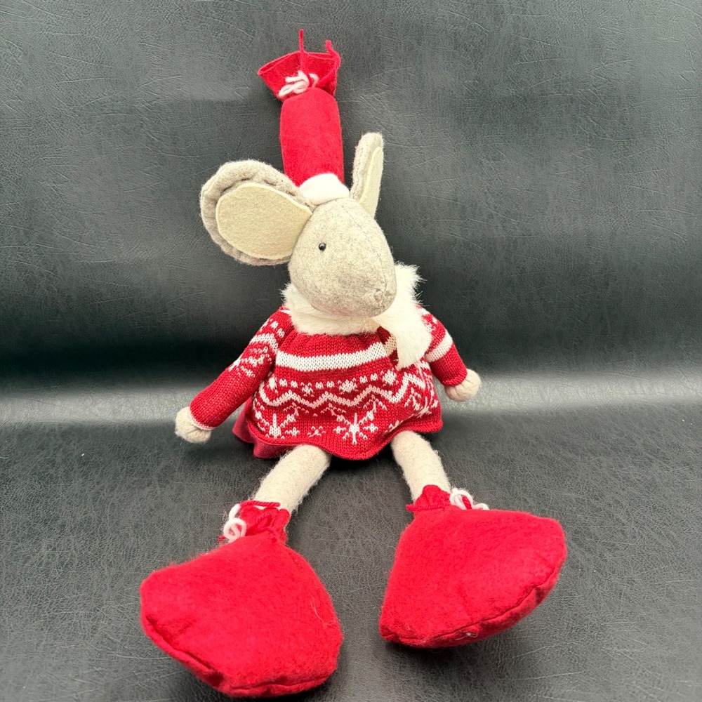 Christmas Plush Mouse Figure Red White Nordic Snowflake Sweater Holiday Decor 21